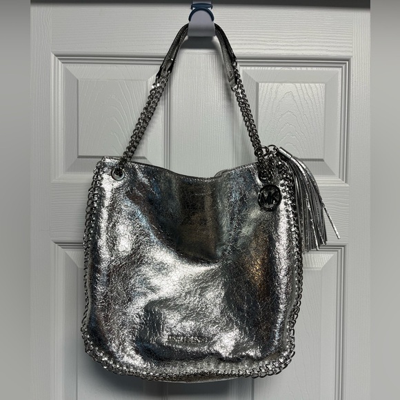 Michael Kors Metallic Silver Leather Bag - Picture 1 of 8
